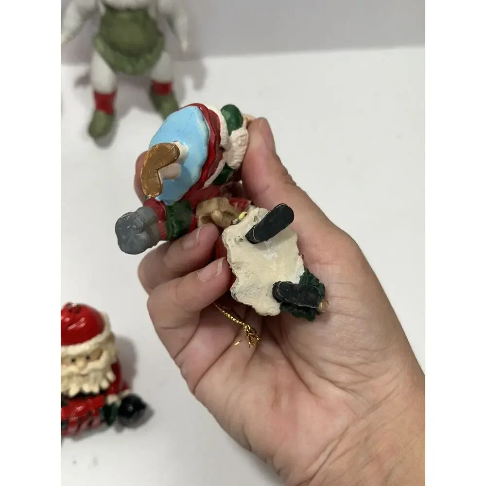 Vintage lot 6 Tree ornaments Christmas Santa Claus Couple Resin Ceramic 70’s80’s